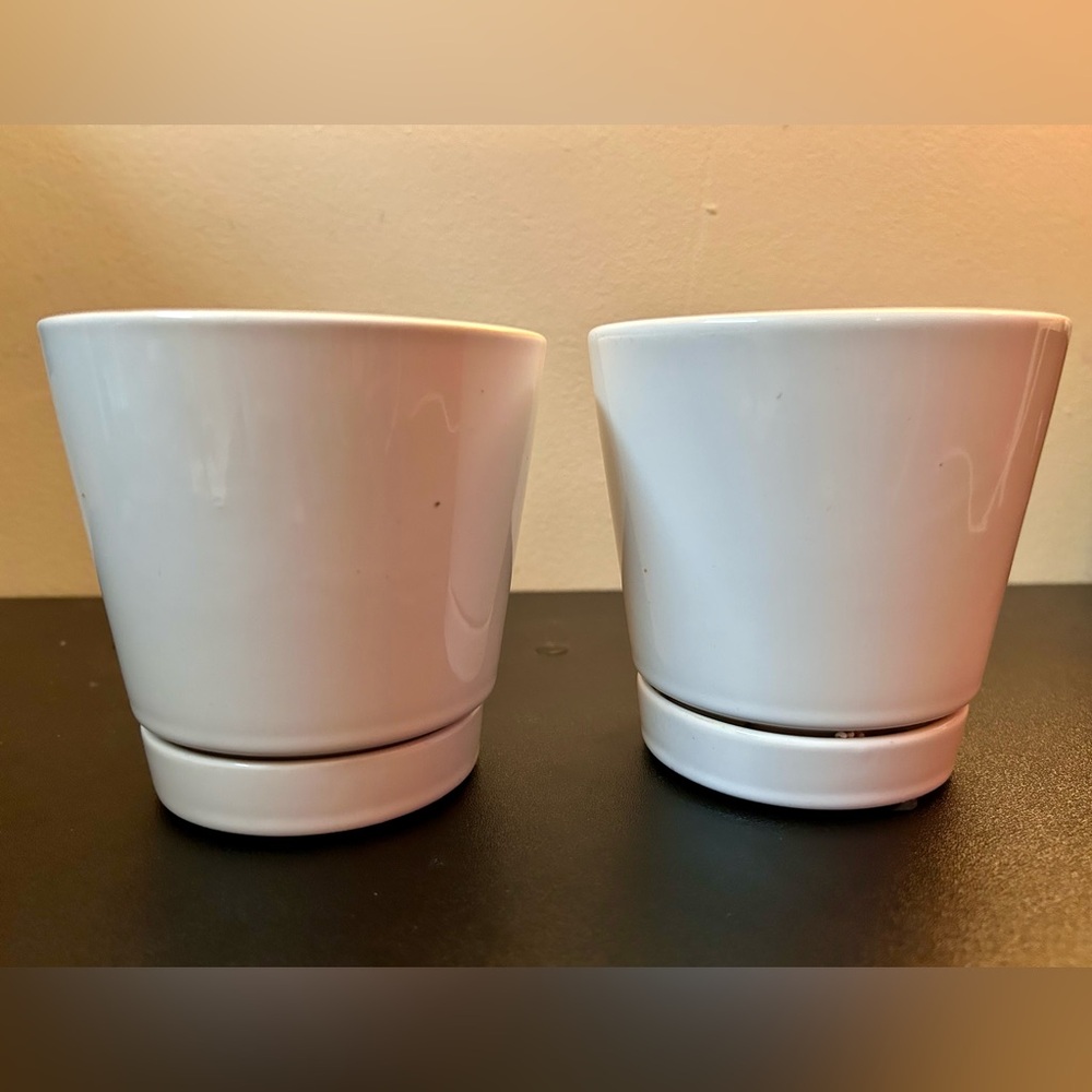 Trendspot Knick Knack Planters 4.5” White Ceramic Plant Flower Pots w/ Drainage